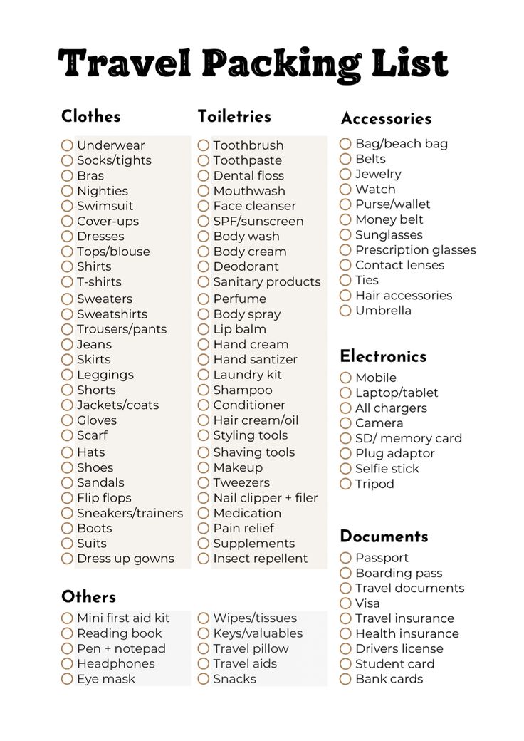 Ultimate Packing List for Vacation